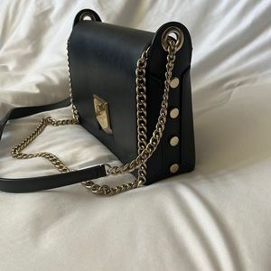 Jimmy Choo gold chain black leather shoulder bag